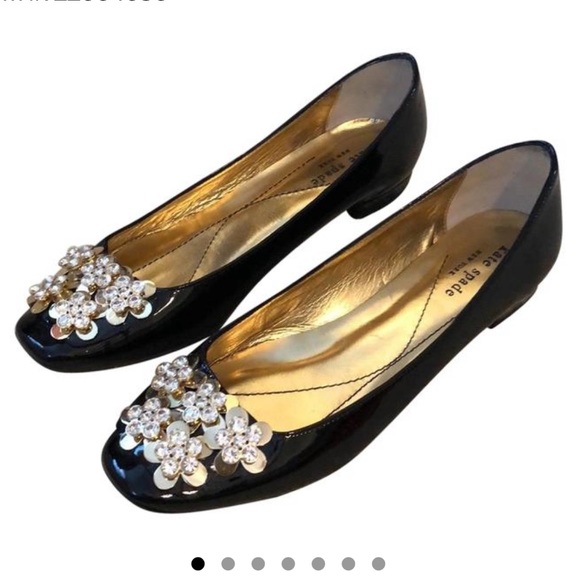 kate spade Shoes - Kate Spade Black Gold Nicolina Flats Leather 5
